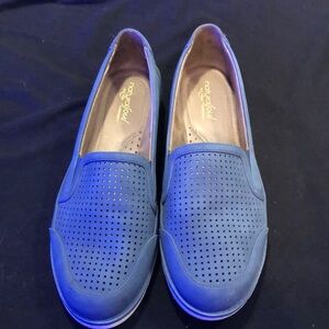 Blue canvas slip on shoes